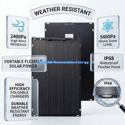 200W IP67 360度曲げ可能フレキシブルソーラーパネル RVおよびホームトラベル用 両面ソーラーパネル