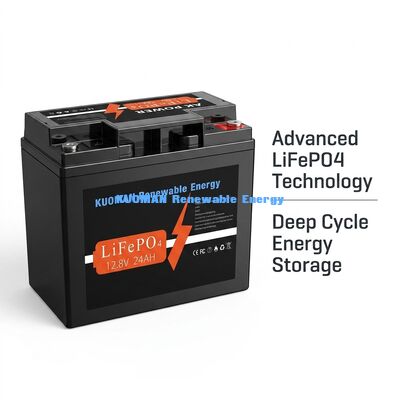 12V 24Ah LiFePO4 バッテリー 307.2Wh エネルギーとABSケース素材