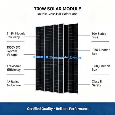 住宅用屋根 700W HJT PV パネル,プレミアム 16 バスバー 太陽電池技術