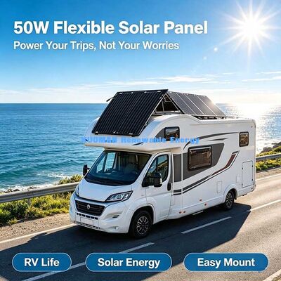 50W 超軽量フレキシブルソーラーパネル、RV、ボート、キャンプ＆バルコニー用エネルギーに簡単な取り付け可能な折りたたみ式ソーラーパワー