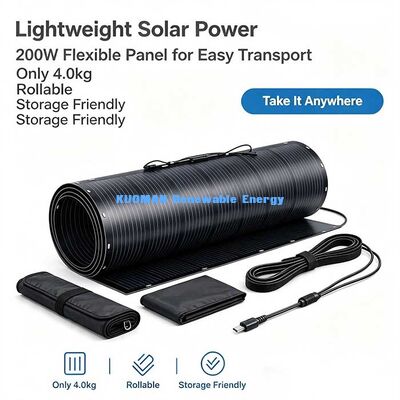 200W 曲面フィットフレキシブルソーラーパネル、キャンピングカー、ヨット、バルコニー、キャビン向け高出力オフグリッドソーラーパワー