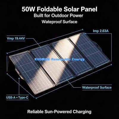 50W 高効率の折りたたむ太陽光パネル,バンライフ&ロード旅行のためのポータブル太陽光発電