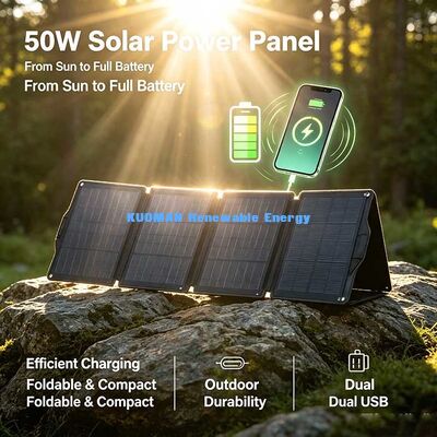 オフロード50W折りたたむ太陽光パネル,屋外探検のためのマルチポート太陽光充電器