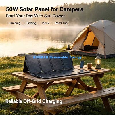 屋外50W折りたたむ太陽光発電パネル,発電所用ETFEコーティング太陽光充電器
