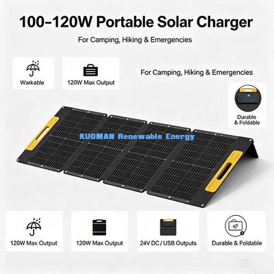 105W オフグリッド折りたたみ式ソーラーパネル、軽量防水ポータブルソーラーチャージャー（ビーチキャンプ用）
