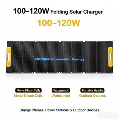120W 防水折りたたみソーラーパネル、キャンプ、釣り、ロードトリップ向けの高効率オフグリッドソーラーパワー
