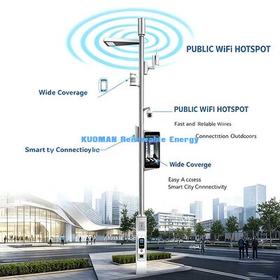 多機能スマートポール、気象観測所、WiFi AP、EV充電器付きスマート街路灯