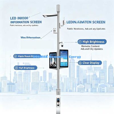 高品質のスマートシティ スマートポール LEDディスプレイと公共放送スピーカー付きのインテリジェントストリートライトポール