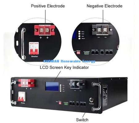 KM 48V 100Ah LiFePO4 バッテリーラックモジュール ディープサイクル 8000回