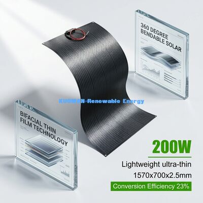 耐久性200W 柔軟な太陽光パネル IP65 防水 360度 折りたたみ ネットワーク外での生活