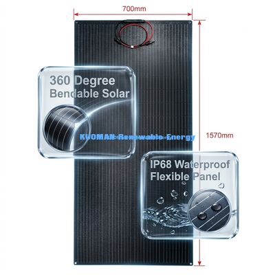 200W IP68 防水 360° 折りたたむ 柔軟な太陽光パネル 再生可能エネルギー
