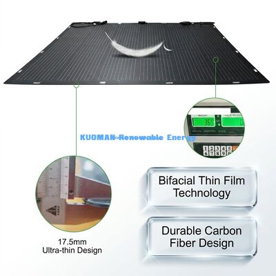 IP67 防水200W 電力出力 360° 折りたたむ 柔軟性 双面太陽光パネル