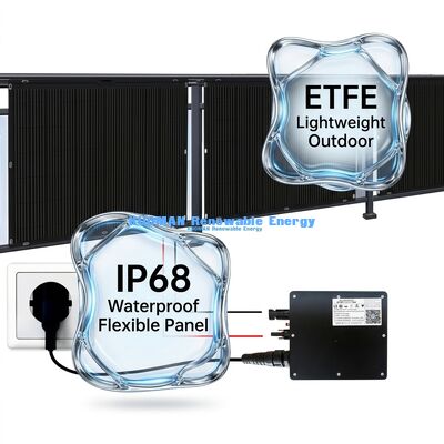 耐久性200W 柔軟な太陽光パネル IP65 防水 360度 折りたたみ ネットワーク外での生活