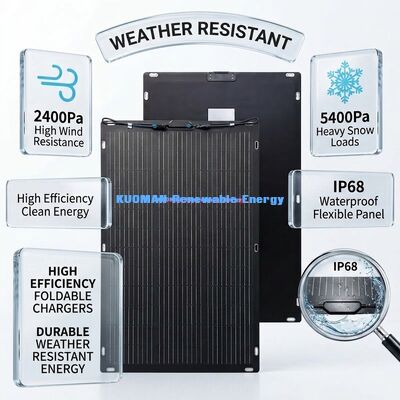 200W IP67 360度曲げ可能フレキシブルソーラーパネル RVおよびホームトラベル用 両面ソーラーパネル