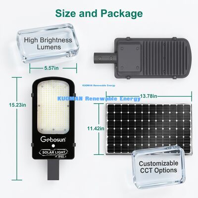 IP65防水 300W ソーラーストリートライト モーションセンサーモードとソーラーパネル付き 都市道路用