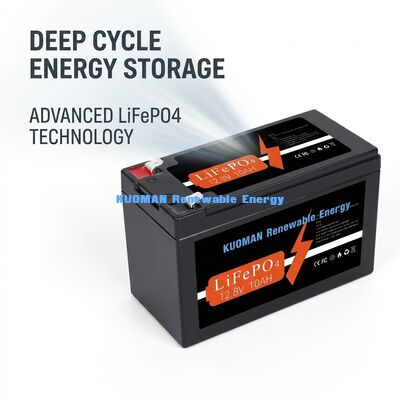 12V 10Ah 128Wh LiFePO4 ディープサイクルリチウムバッテリー (エネルギー貯蔵およびRV用途向け)