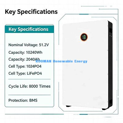 スマートBMS 保護 10.24kWh パワーウォール 48V 200Ah LiFePO4 バッテリー オフグリッドハウス ソーラーバックアップ パワー
