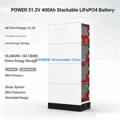 51.2Vスタイラブル LiFePO4 バッテリー 10.24kWh 30.72kWh 10年間の保証
