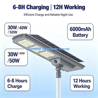 50W 220lm/W 高効率の太陽光路灯 IP65 防水統合太陽光ランプ
