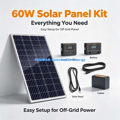 60W 単結晶太陽光発電モジュール カスタマイズ可能なケーブル長 防水ソーラーチャージャー RV キャラバン ボート用