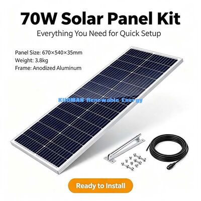 70W 高性能単結晶太陽光発電モジュール、優れた低照度出力 アウトドアキャンプ用ソーラーパネル