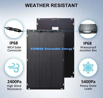 105W 柔軟な太陽光充電器 パネル,防水 IP68 ジャンクボックス 12V バッテリー充電用の太陽光パネル