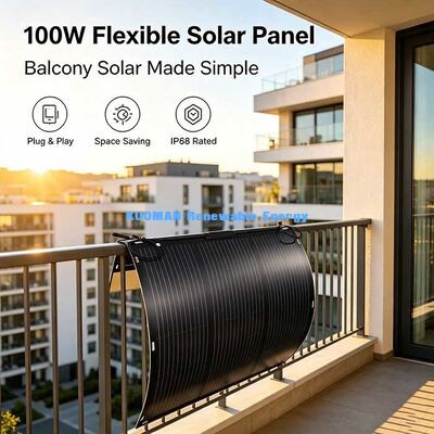 105W 19.4V 柔軟な太陽光発電パネル,曲げられた表面のための360度折りたたみ可能な太陽光モジュール