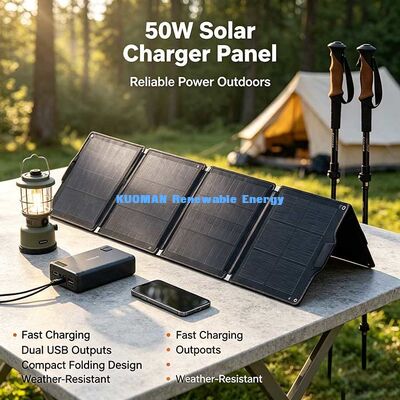 屋外50W折りたたむ太陽光発電パネル,発電所用ETFEコーティング太陽光充電器