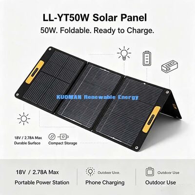 60W コンパクト折りたたみ式ソーラーチャージャー、キャンプ＆停電バックアップ用オフグリッドソーラーパネル